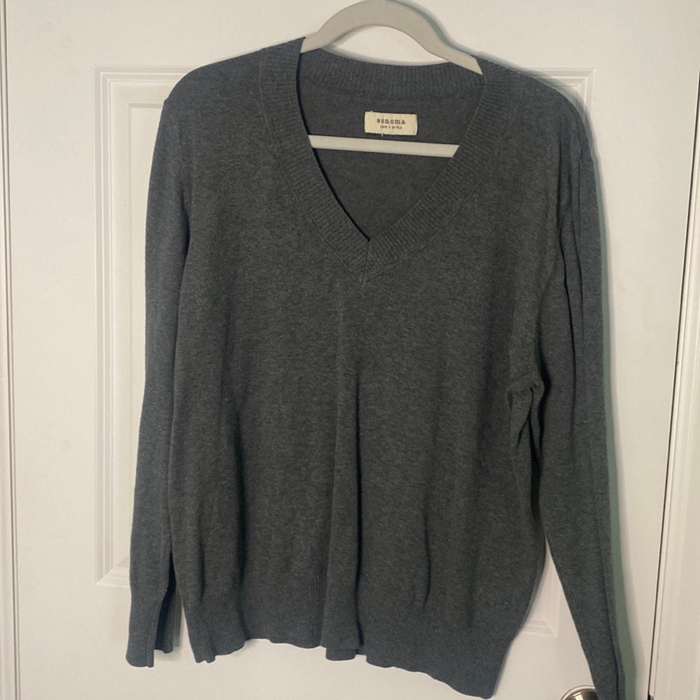 Gray long sleeve v-neck sweater by Sonoma, size L